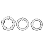 Stay Hard Beaded Cockrings-Clear 3Pk