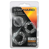 Stay Hard Beaded Cockrings-Clear 3Pk