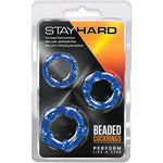 Stay Hard Beaded Cockrings-Blue 3Pk