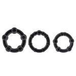 Stay Hard Beaded Cockrings-Black 3Pk