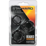 Stay Hard Beaded Cockrings-Black 3Pk