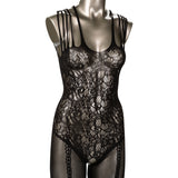 Scandal Strappy Lace Body Suit-Black